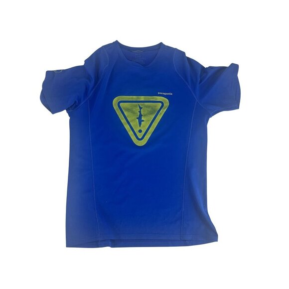 Patagonia Mens Blue Performance T-Shirt With Shark Triangle Graphic & "Approach - Picture 1 of 7